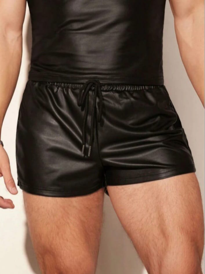 Men's Solid Color Drawstring Side Opening Perspective Shorts